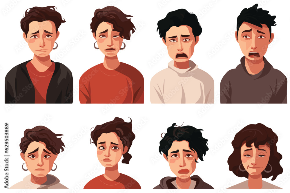 collection of people face emotions set vector isolated illustration collection of people face emotions set vector isolated illustration