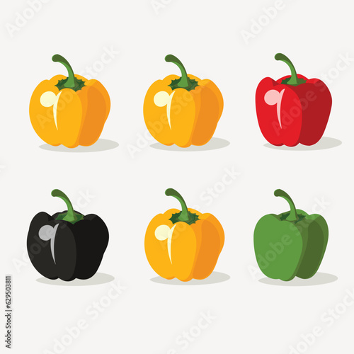 bell pepper set vector flat minimalistic isolated illustration