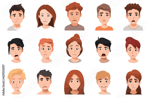 collection of people face emotions set vector isolated illustration © Zaharia Levy