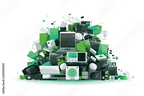 Pile of e-waste vector flat minimalistic isolated illustration photo