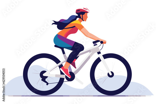woman on bike vector flat minimalistic isolated illustration