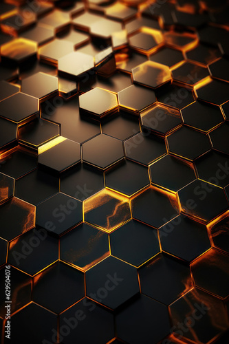Abstract vertical background  black honeycombs. Background for the site. AI generative.