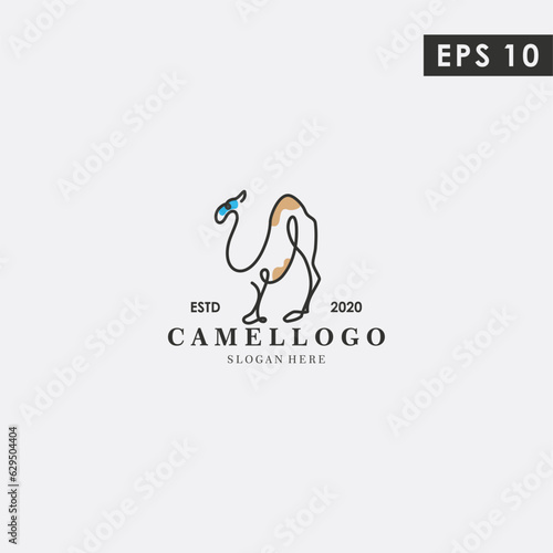 Camel Modern Logogram Design Vector Template With Flat Style