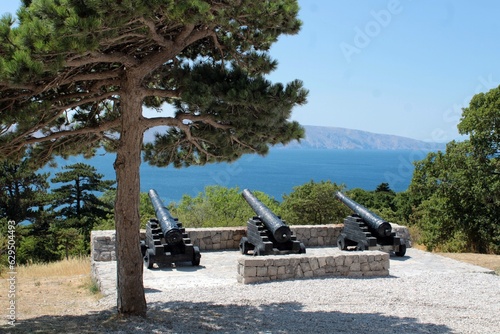 Canons with a seaview, Nehaj Castle, Senj photo