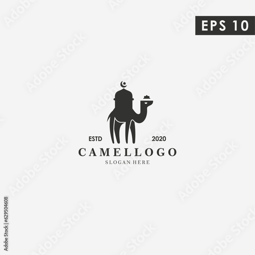 Mosque Of Camel Modern Logo Design Vector Template With Flat Style