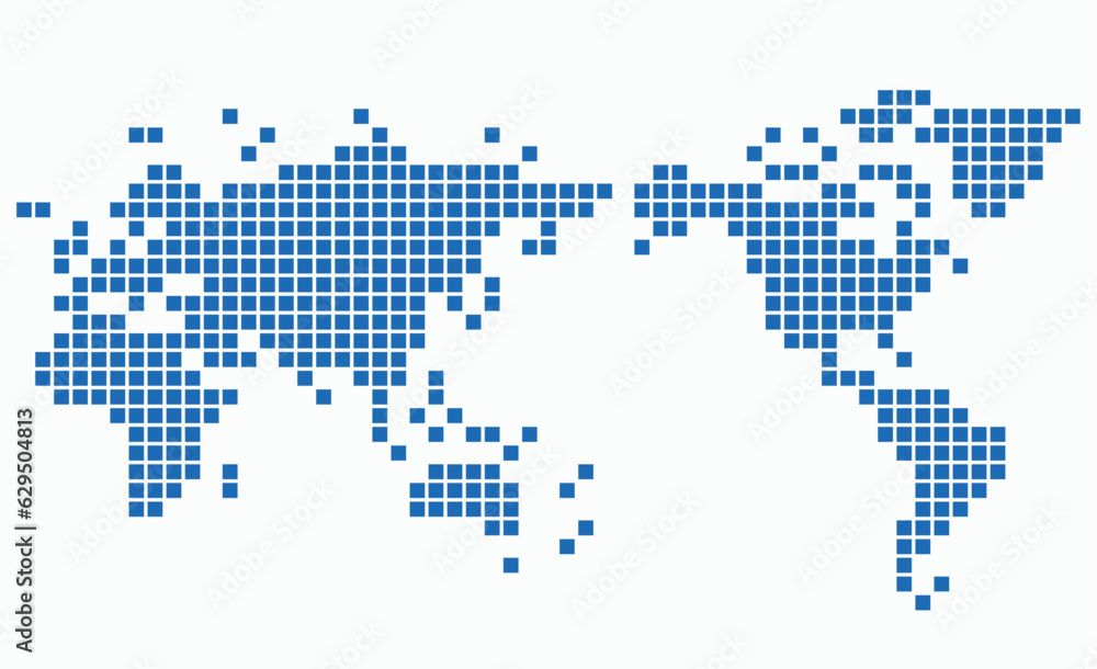 Square shape world map on white background. Square shape world map on white background.
