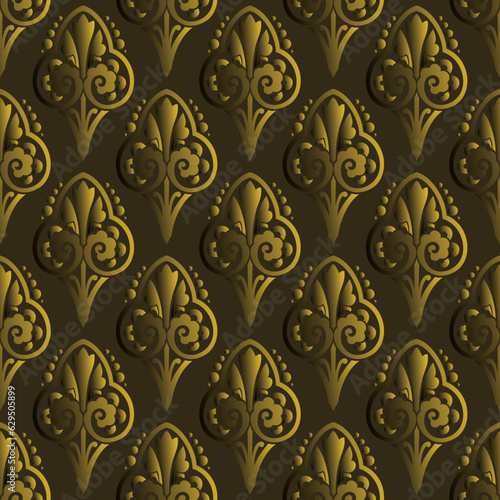 Vector damask seamless pattern background. Elegant luxury golden texture for wallpapers, floral backgrounds and page fill.