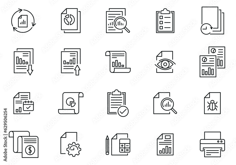 Report icon vector illustration. Settings and analysis icon on isolated background. Document sign concept.