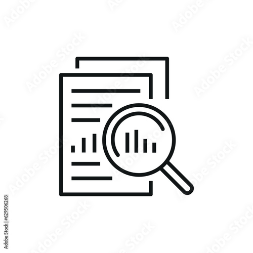 Document with loupe icon vector illustration. Diagram icon on isolated background. Analysis sign concept.