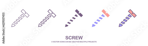 Single line icon of self-tapping screw icon on isolated white background. nail, bolt, screw icon vector illustration on white background.