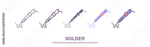 soldering icon vector line style. tool icon outline. isolated on white background. solder icon illustration vector isolated on white background.