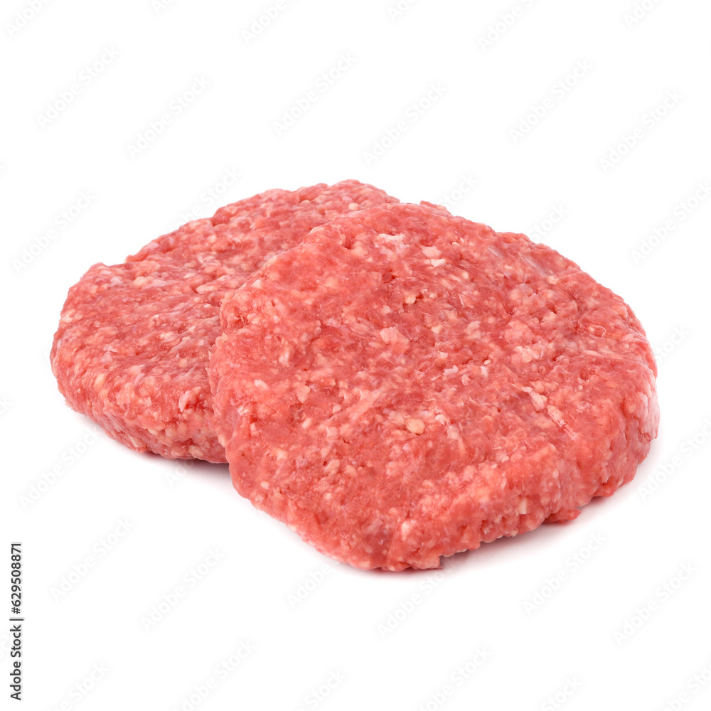 raw minced meat on a white background raw minced meat on a white background