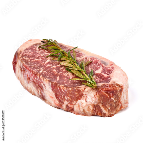 raw beef steak on a white background