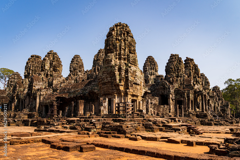 Fototapeta premium Ancient Khmer temple ruins. Bayon Buddhist temple. Angkor. Cambodia