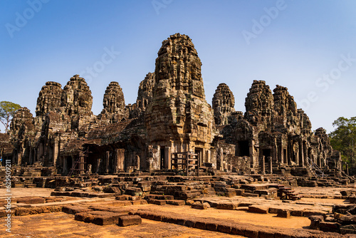 Ancient Khmer temple ruins. Bayon Buddhist temple. Angkor. Cambodia photo