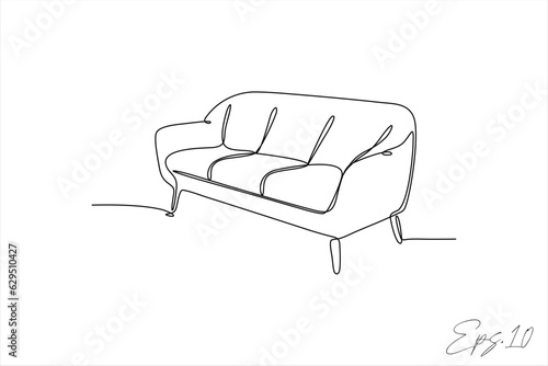 continuous line sofa armchair white background