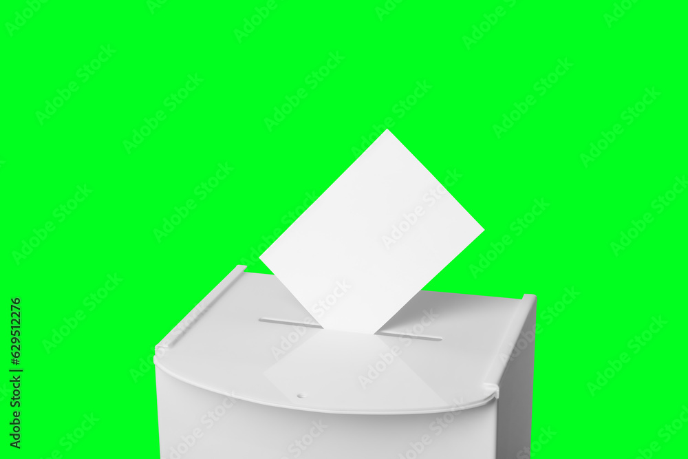 Ballot box with vote on green background. Election time Ballot box with vote on green background. Election time
