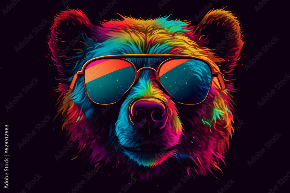 Close up of brown bear with glasses Close up of brown bear with glasses