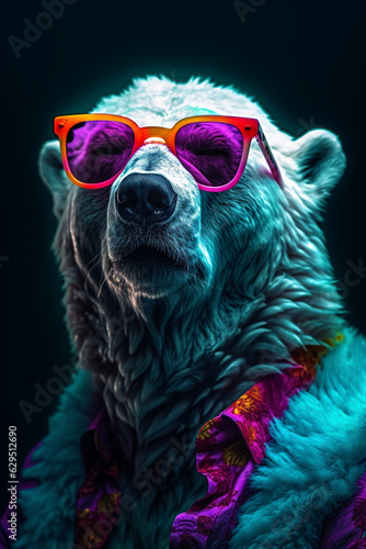 Close up of polar bear with glasses © Erik González