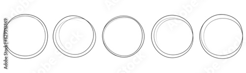 Hand drawn circle line sketch set illustration. Art design round circular scribble doodle. Pencil or pen graffiti bubble or ball draft.