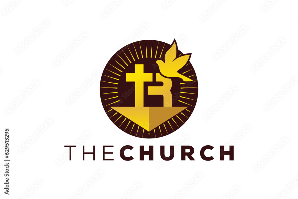 Trendy and Professional letter R church sign Christian and peaceful vector logo Trendy and Professional letter R church sign Christian and peaceful vector logo