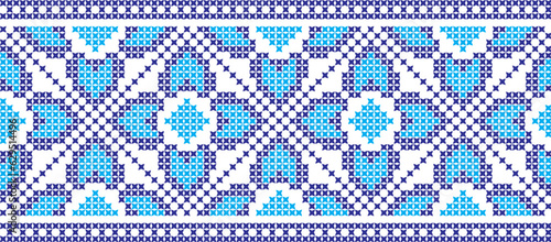 embroidered cross-stitch ornament national pattern Ukrainian Slavic.