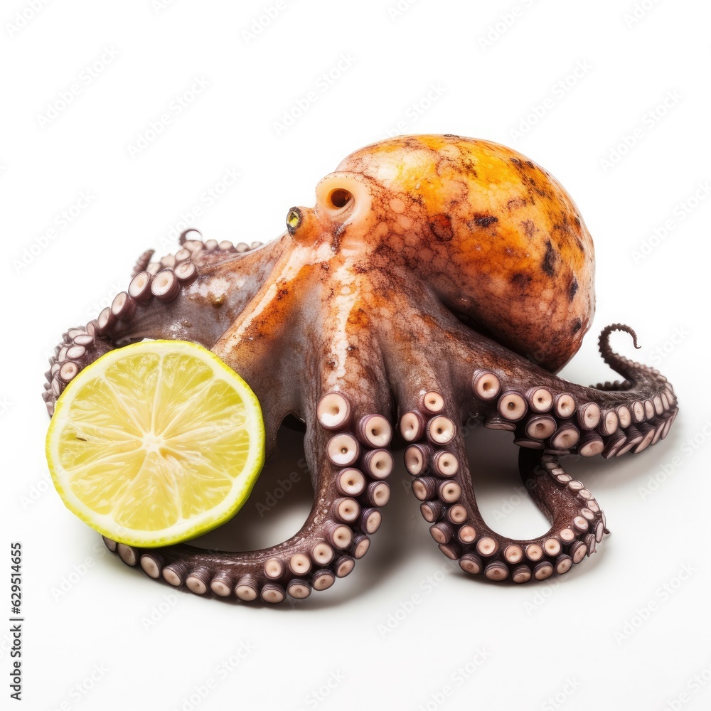 Octopus isolated on white background. Generative AI