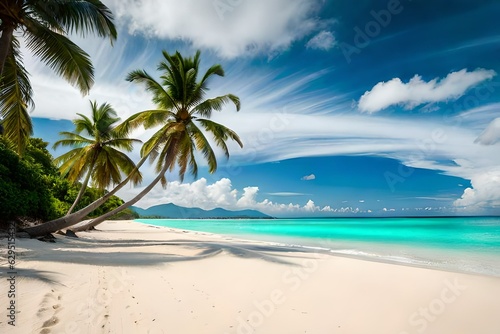 beach with palm trees generated ai