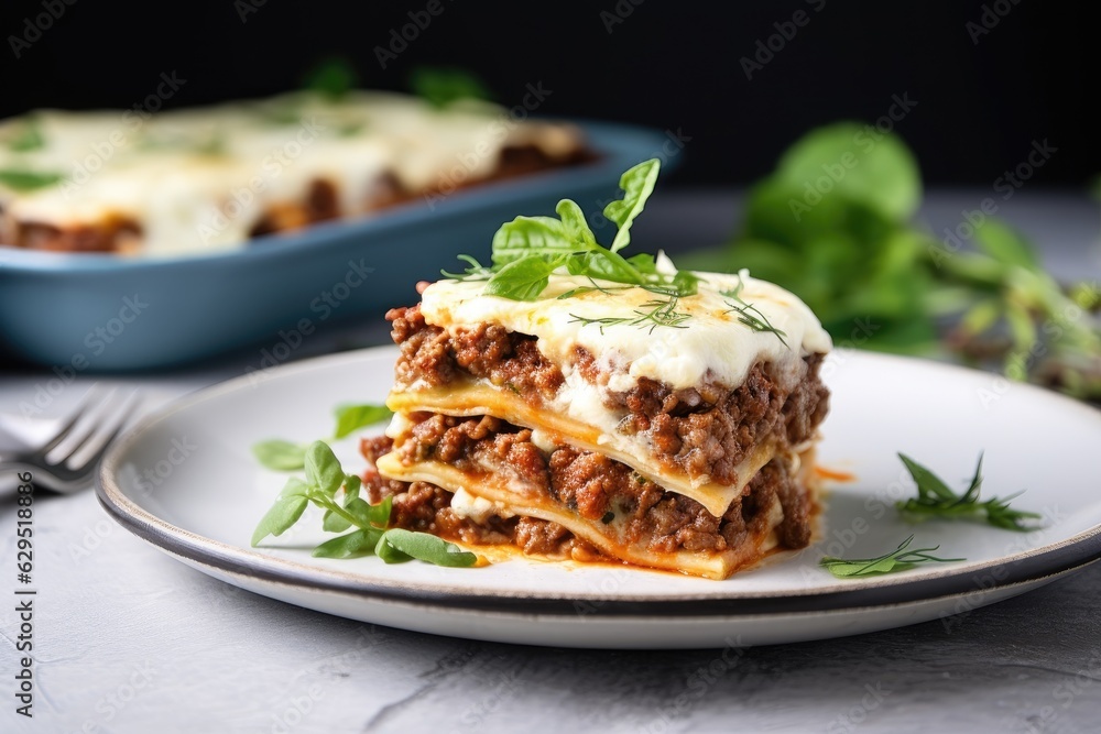 A plate of Lasagna A plate of Lasagna