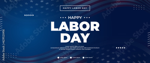 blue happy labor day banner with american flag elements