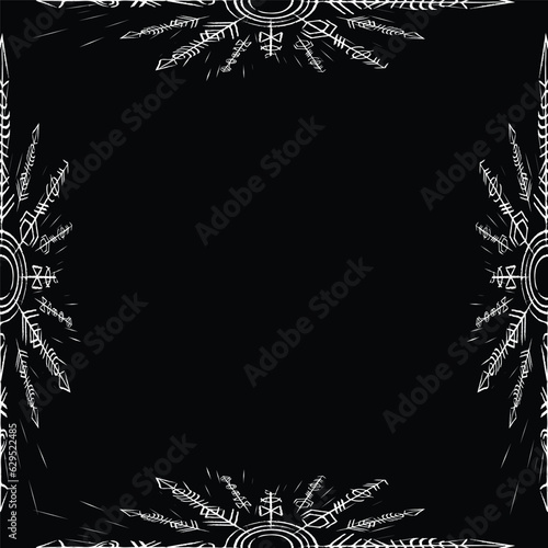 Abstract runic isometric white frame
