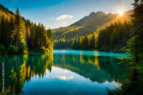 lake and mountains generated ai © kashif 2158