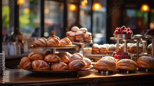 Confectionery with the atmosphere of a street cafe. Delicious treats and pastries. Generative AI