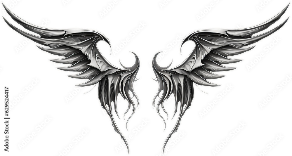 Obraz premium Transparent, isolated wings graphic. Generated by Midjourney AI (vers. 5.2)