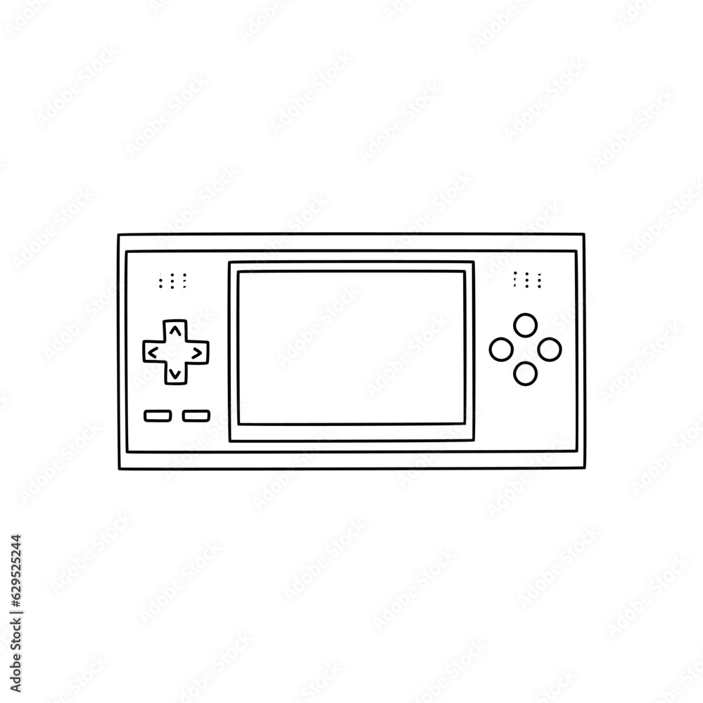 Retro doodle video game console. game portable console element. Vector illustration Retro doodle video game console. game portable console element. Vector illustration
