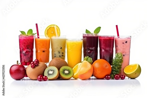 Fototapeta Naklejka Na Ścianę i Meble -  Delicious cocktails and smoothies from fresh fruits and berries on a white background