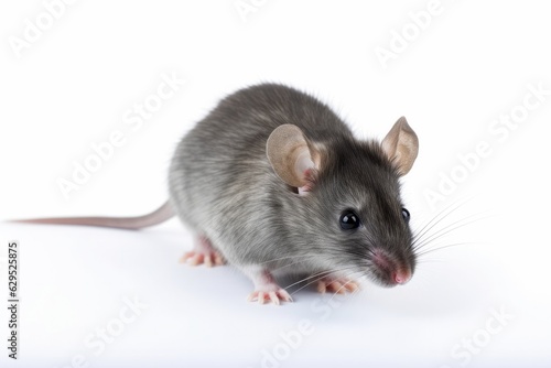 Wild gray mouse on a white background