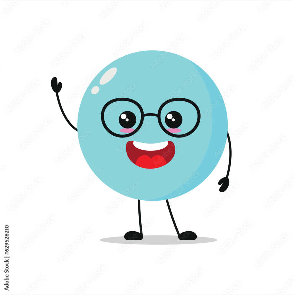 Cute happy bubble character. Smiling and greet foam cartoon emoticon in flat style. bubble emoji vector illustration