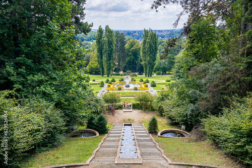 Varese, Italy - July 30, 2023: sunny view of the gardens of Villa Toeplitz, no people are visible. photo