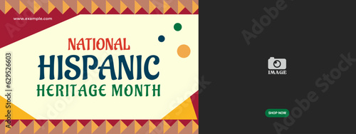 Hispanic heritage month. Abstract ornament banner design, retro style with text, geometry