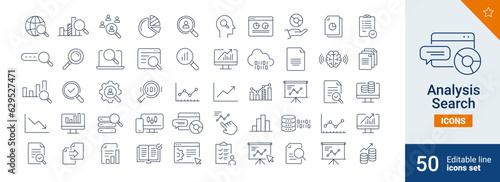 Analysis icons Pixel perfect. Data, statistics, search, ....