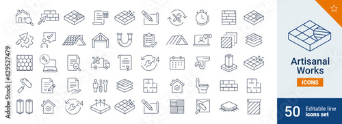 Artisanal icons Pixel perfect. home, roof, pipes, ....