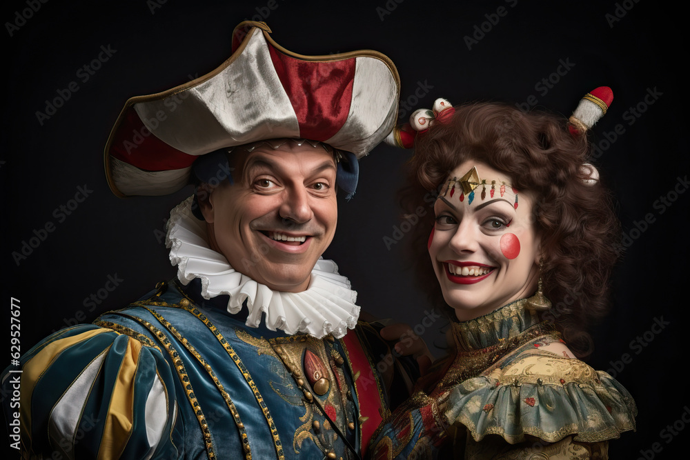 Harlequin and columbine - portrait duo