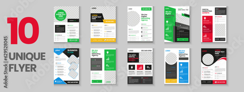 Colorful corporate and business flyer collection, corporate poster, flyer bundle, mega set brochure, annual report, proposal, leaflet, company profile, marketing poster and a4 layout with mockup