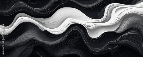 Black and white pattern of wavy shapes, in the style of free brushwork, abstract minimalism appreciator, brush strokes. 