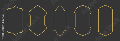 Islamic, arab line vector window icon set