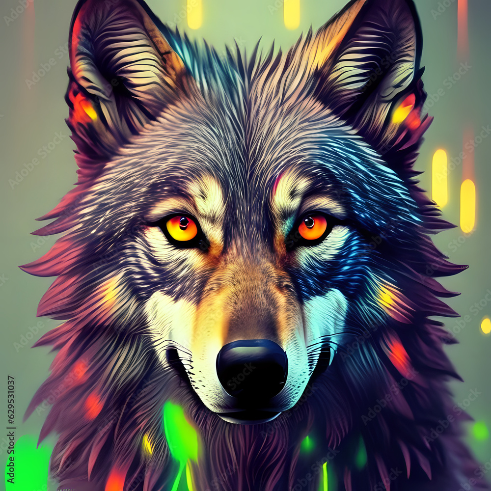 Wolf With Colorful Fur Wolf With Colorful Fur