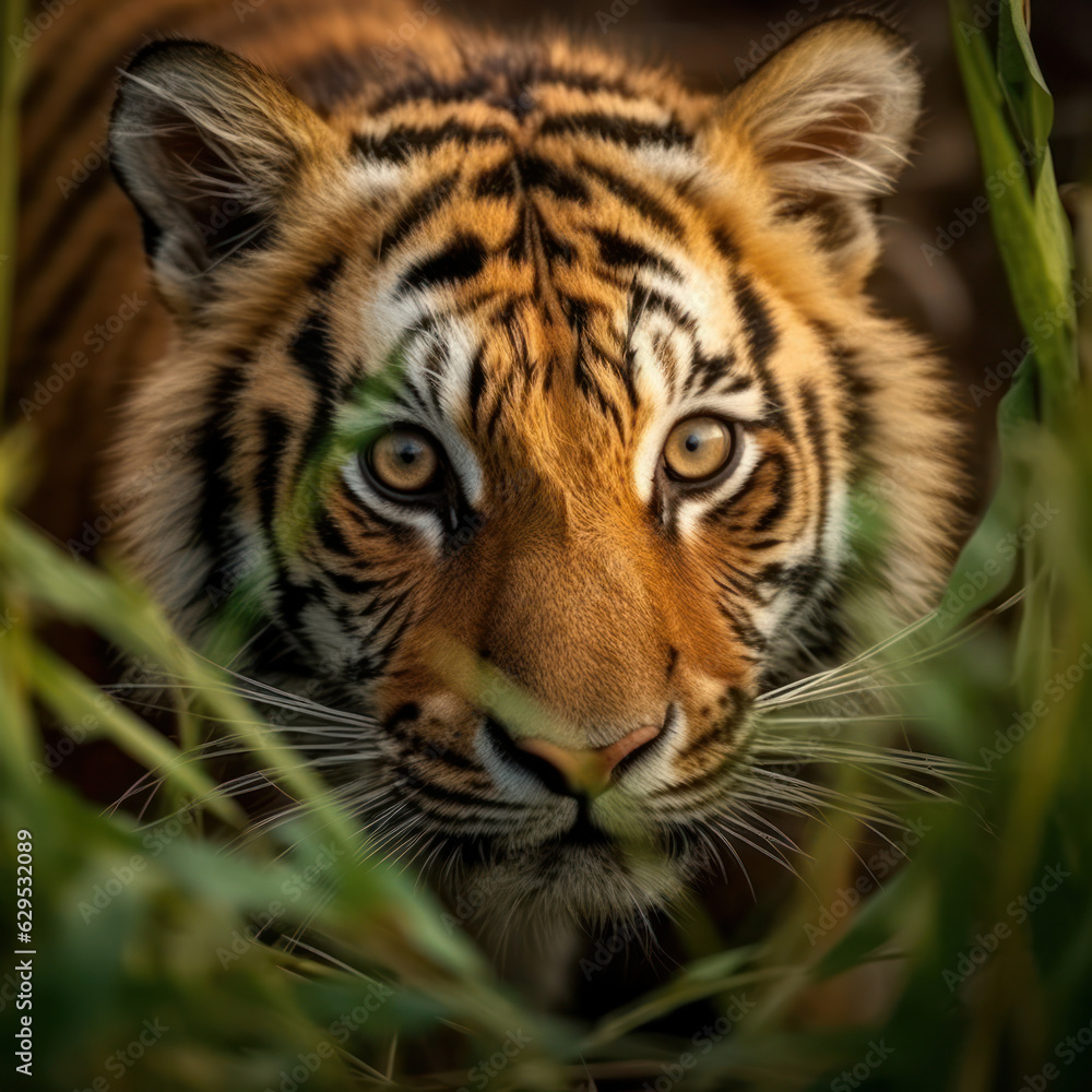 Fototapeta premium Tiger, Wildlife Photography, Generative AI