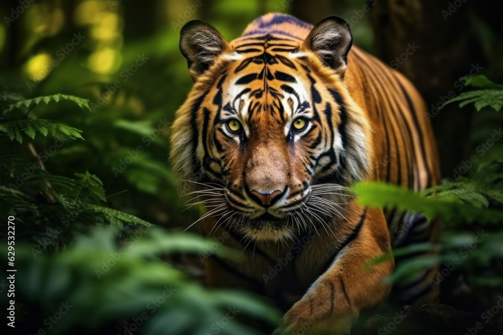 Fototapeta premium Tiger, Wildlife Photography, Generative AI