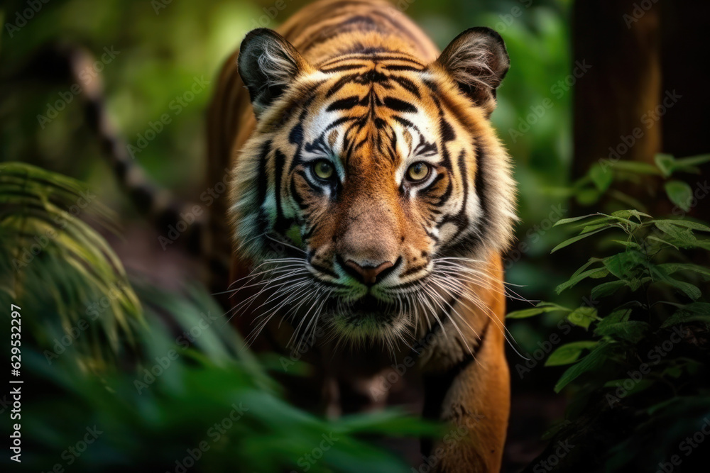 Fototapeta premium Tiger, Wildlife Photography, Generative AI